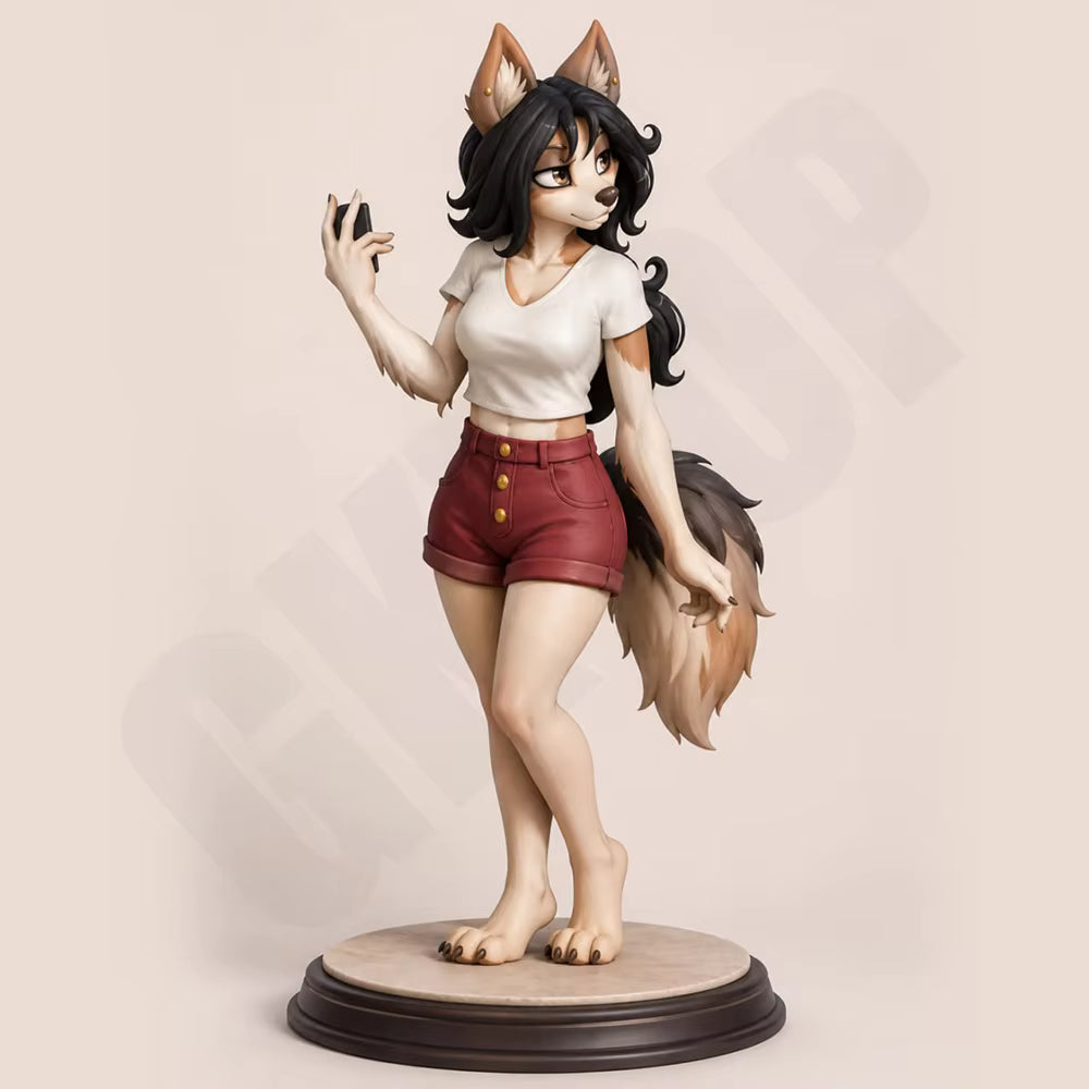 Glower Vault Anthro Wolf Lady 3D Printed Resin Figure