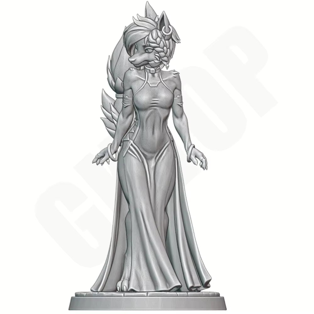 Glower Vault Anthro Wolf Lady 3D Printed Resin Figure