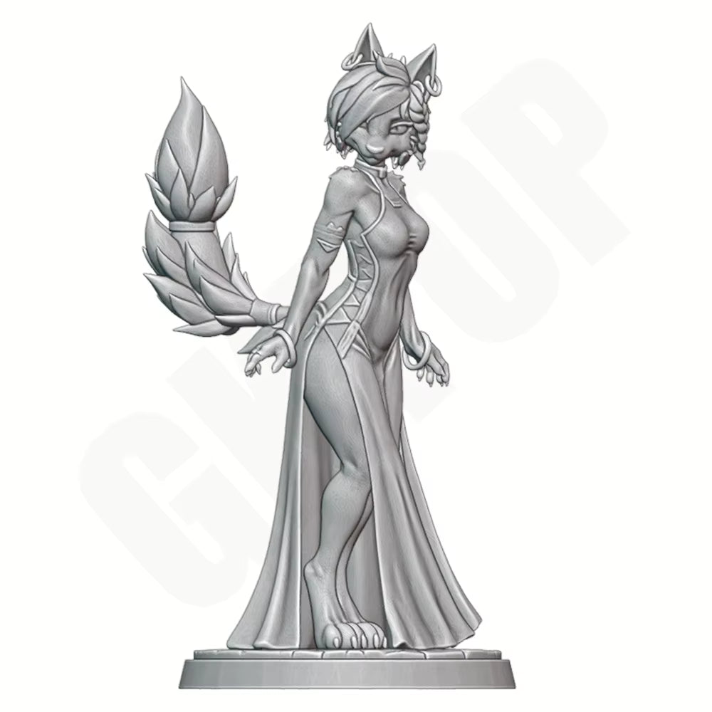 Glower Vault Anthro Wolf Lady 3D Printed Resin Figure
