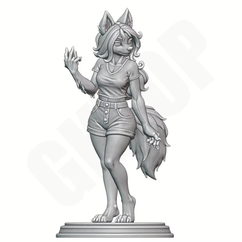 Glower Vault Anthro Wolf Lady 3D Printed Resin Figure