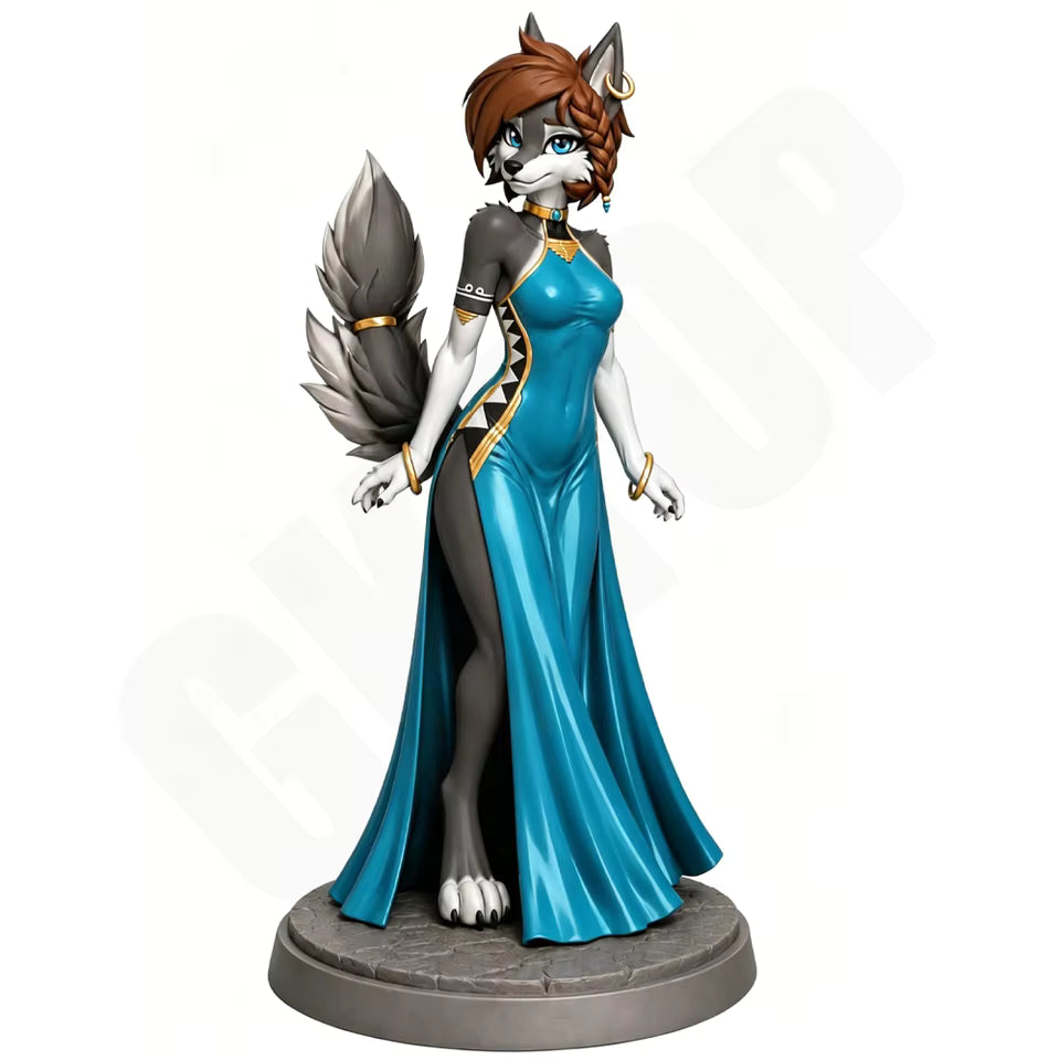Glower Vault Anthro Wolf Lady 3D Printed Resin Figure